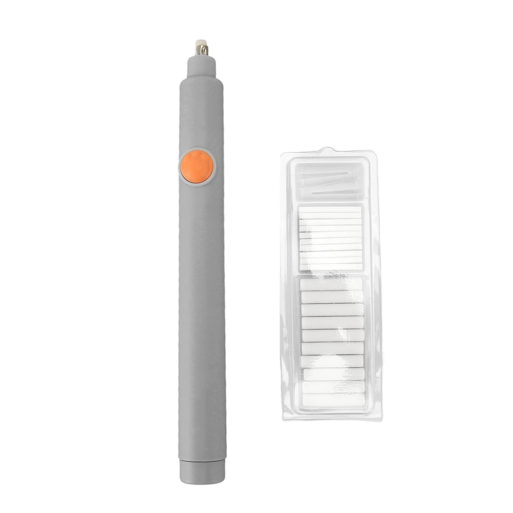 Electric Eraser Easy Operation Adjustable Length AAA Battery Powered Electric Pencil Eraser with 20 Refills Gray