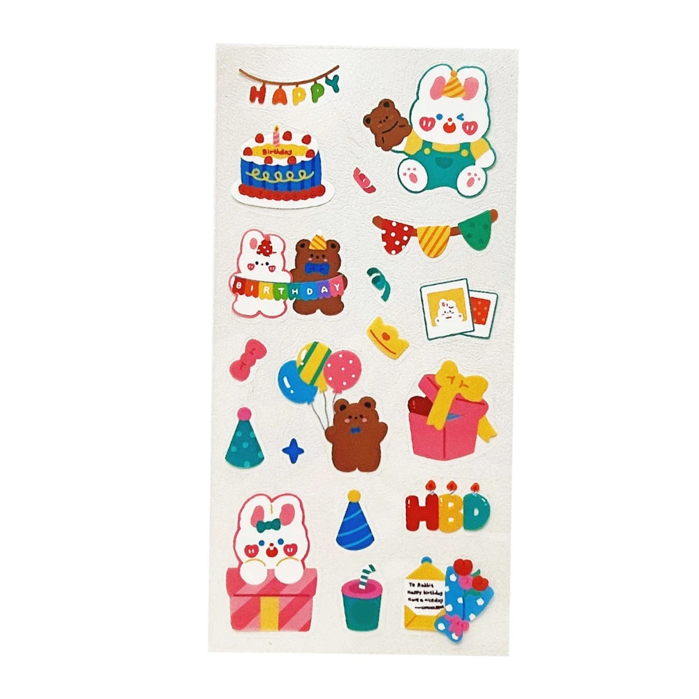 Handbook Stickers PVC Party Bear Patterns Waterproof Mug Decals for Decoration DIY Scrapbook