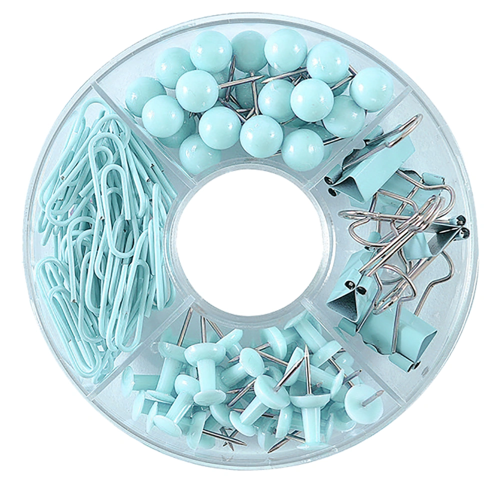 105pcs Push Pins Binder Clips Paper Clips Map Tacks Sets Multifunction Durability Office Clip Set Mint Green