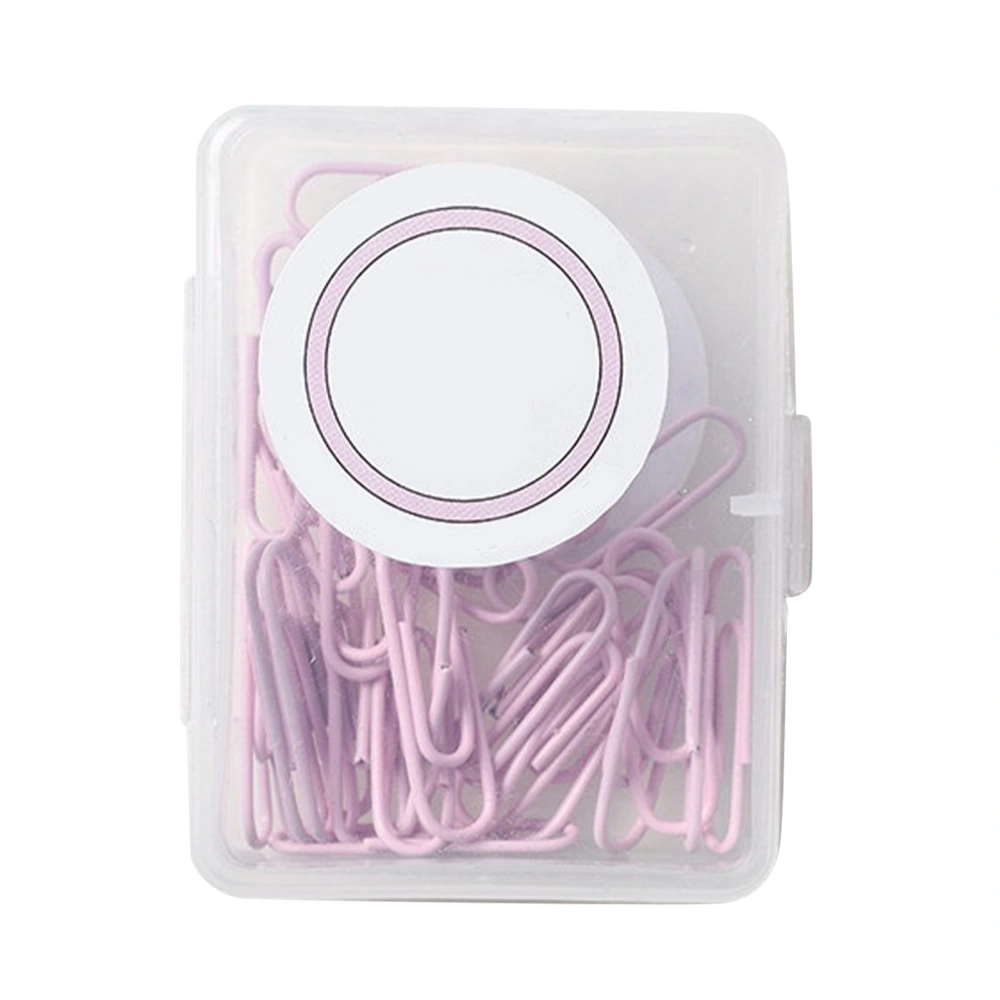 Paper Clips Metal for File Book Binding Colored Office Supplies with Storage Box 28mm Sakura Pink