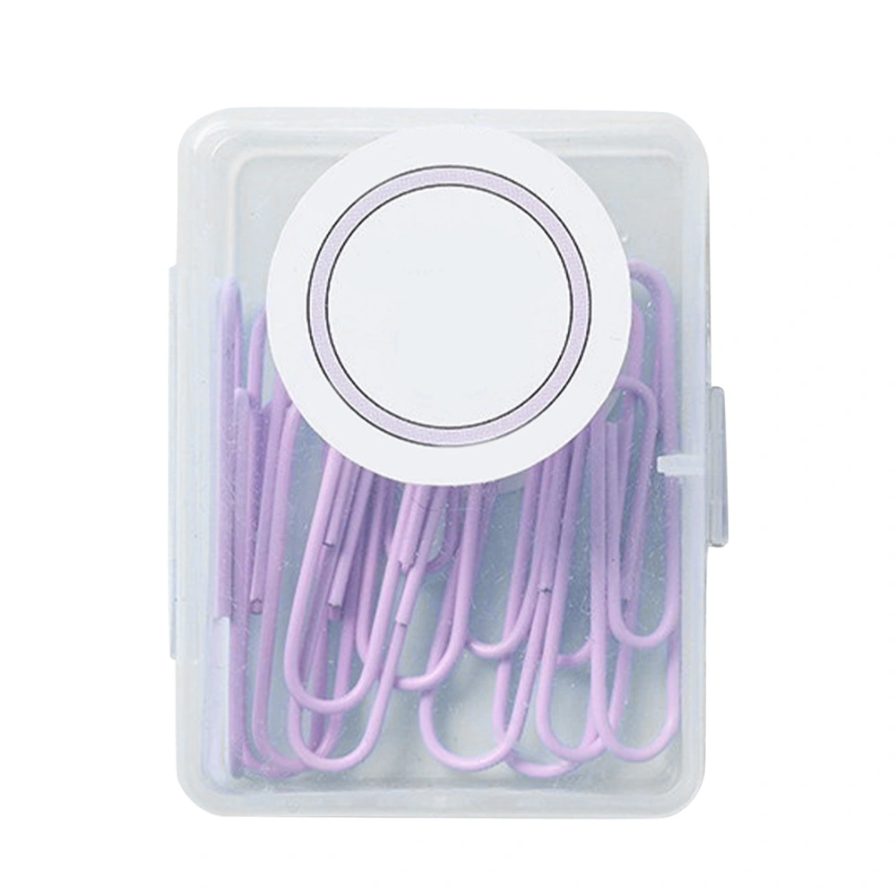 Paper Clips Metal for File Book Binding Colored Office Supplies with Storage Box 50mm Lavender Purple