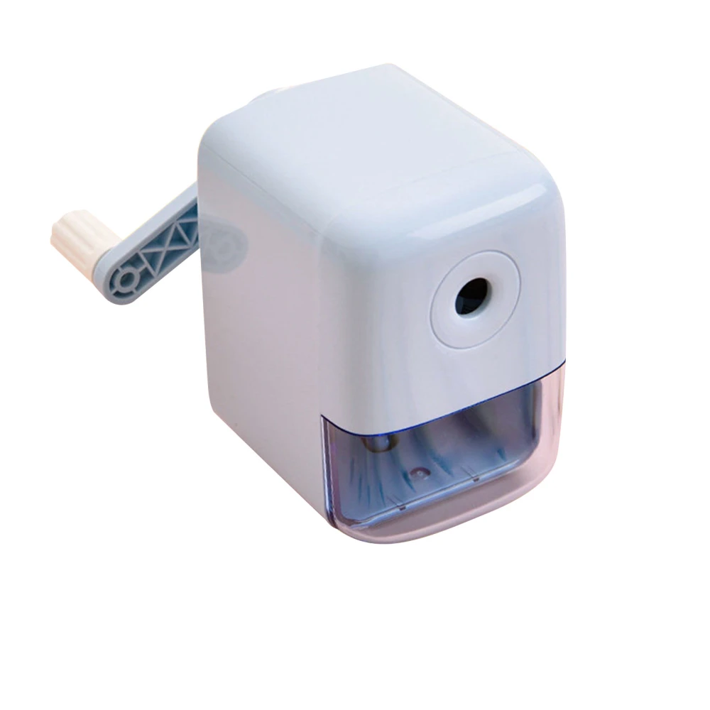 Kids Pencil Sharpener Safe Portable Automatic Grip Efficient Hand Crank Pencil Sharpener for School Blue