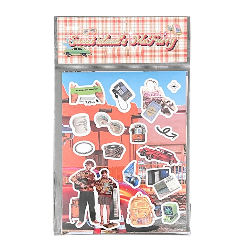 DIY Sticker Set Vintage Decorative Easy Adhesive Sticker Set for Laptop Notebook Scrapbook Water Bottles