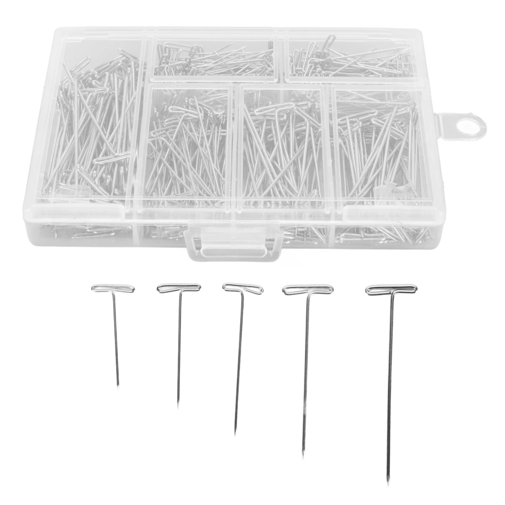 450pcs T Pins Rust Proof Steel Assorted Long Straight Pins with Clear Box for Wig Making Crafts Sewing