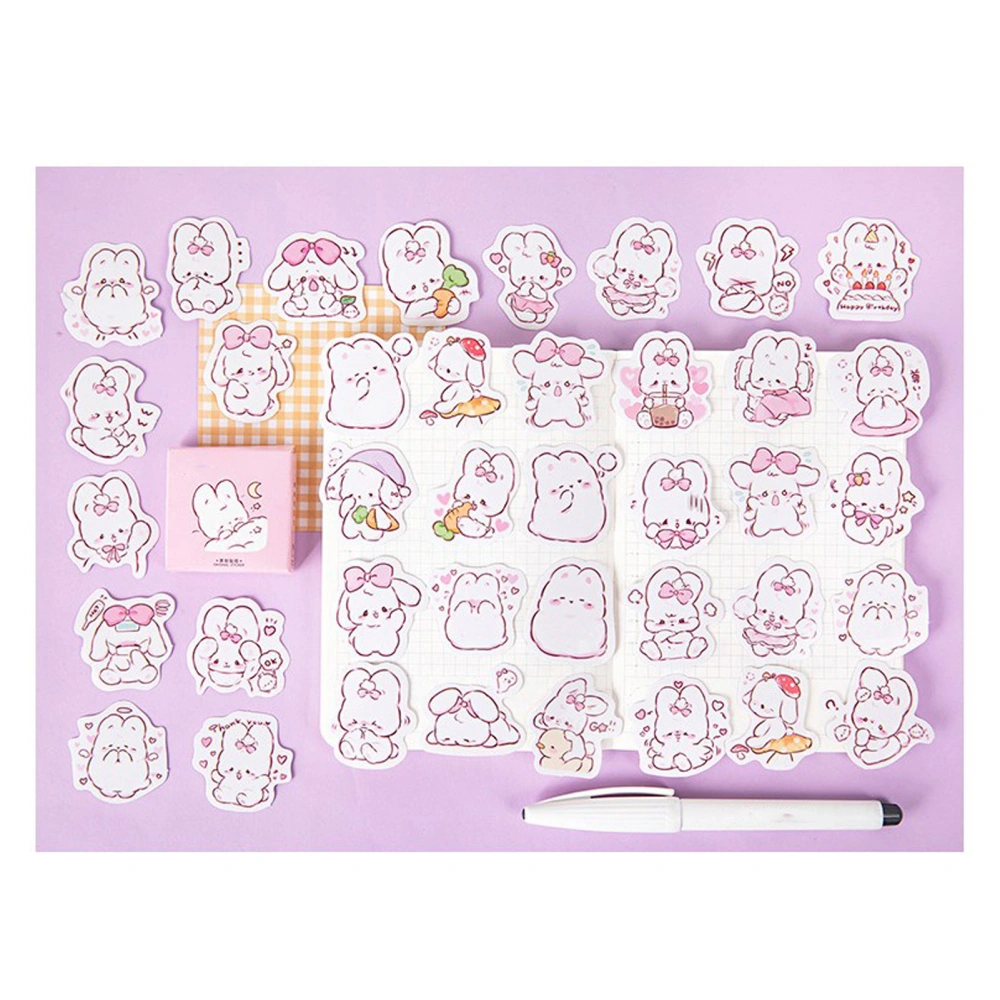 45Pcs Bunny Stickers Cute Rabbit Vibrant Colors Durable Paper Widely Used Kawaii Stickers for Scrapbook DIY Craft