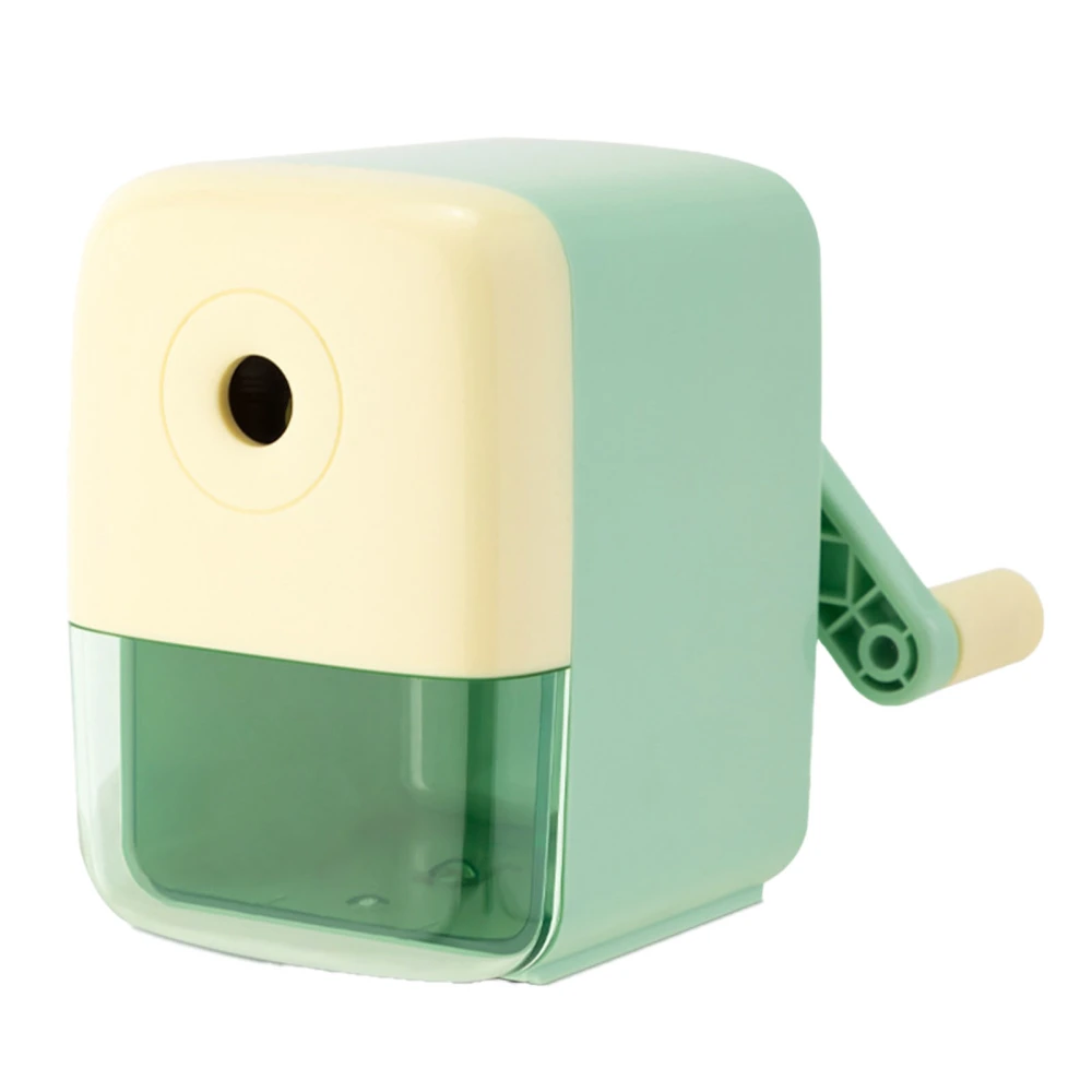 Hand Crank Pencil Sharpener 5 Speed Adjustable Effort Saving Manual Sketch Pencil Sharpener for Students Office Family Milk Green