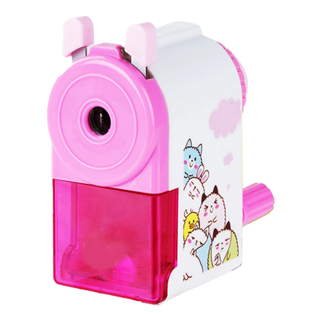 Rotating Pencil Sharpener Cute Portable Efficient Hand Crank Manual Pencil Sharpener for Students Red