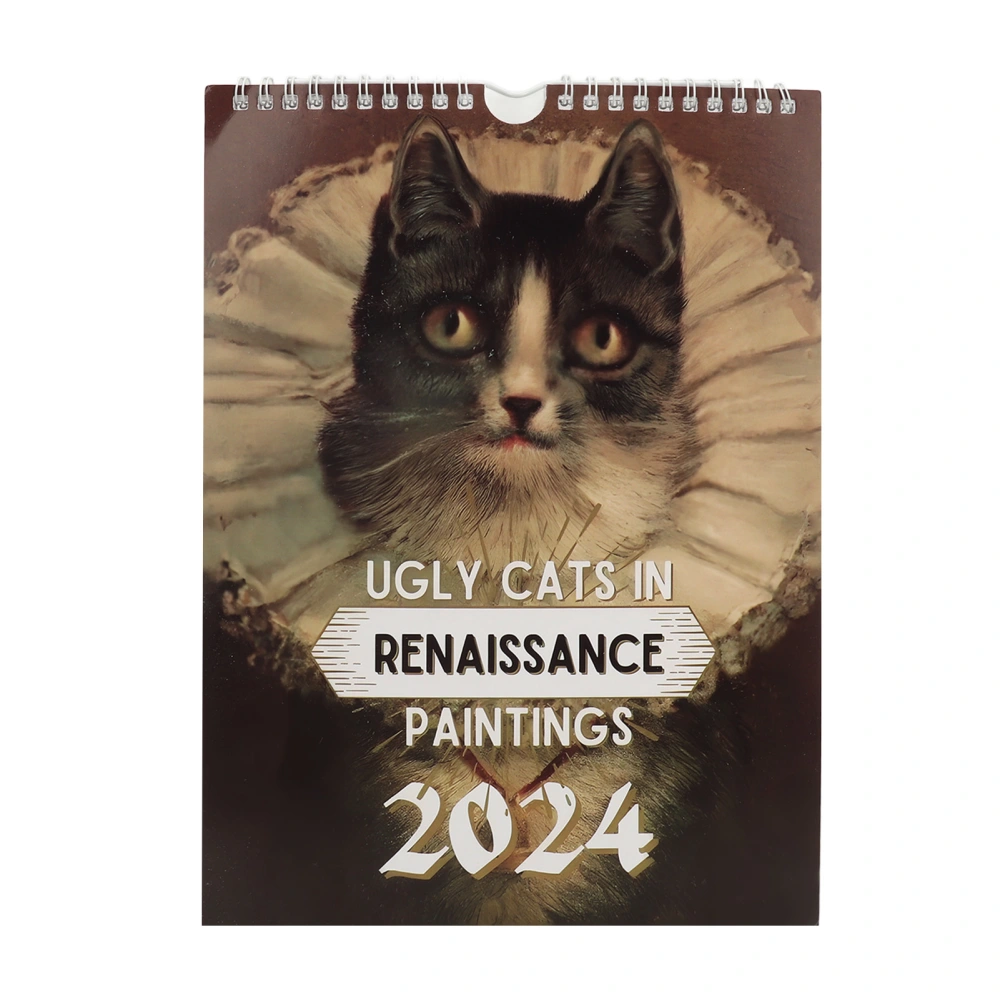 2024 Wall Calendar Cute Ugly Cats Different Pictures Safe Durable Paper Cat Calendar for Family Office Decoration