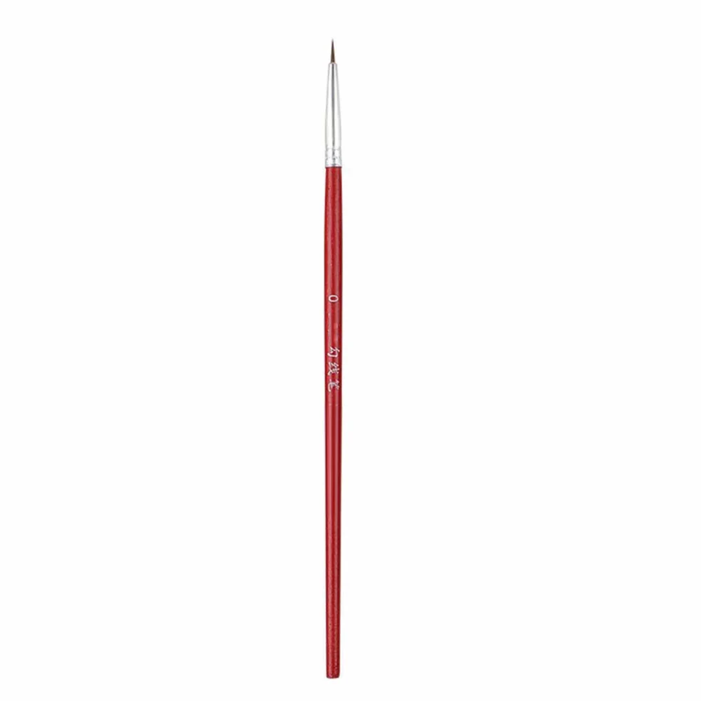 Painting Brush Artist Pen Nylon Hair Wood Handle Watercolor Detailing Brush Art Supplies Red