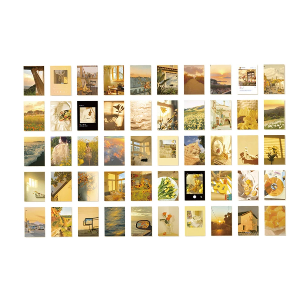 50 Sheets Sunset Scenery Stickers Book DIY Strong Stickers Art Scrapbook Sticker for Photo Albums Journals