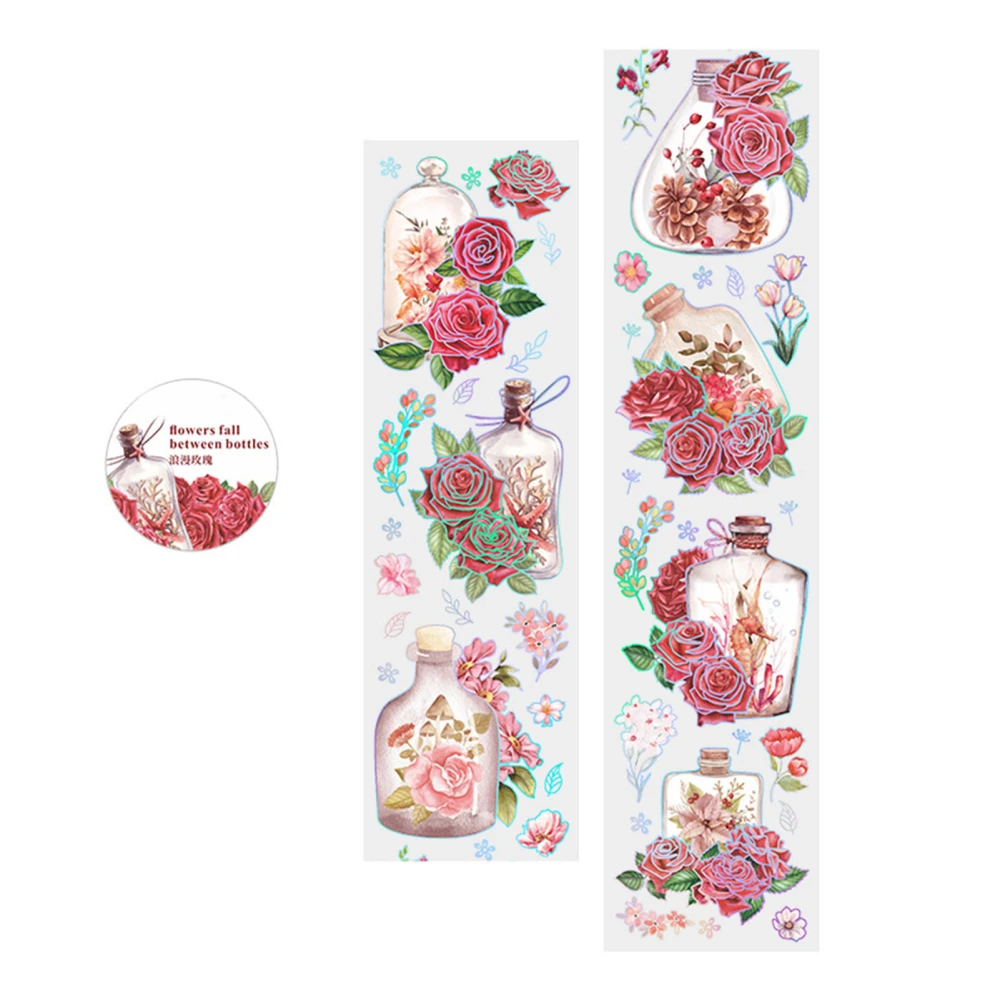 Decorative PET Tape Exquisite Innovative Romantic Rose Series DIY Floral Decorative Tape for Scrapbook Notebook Journal Diary