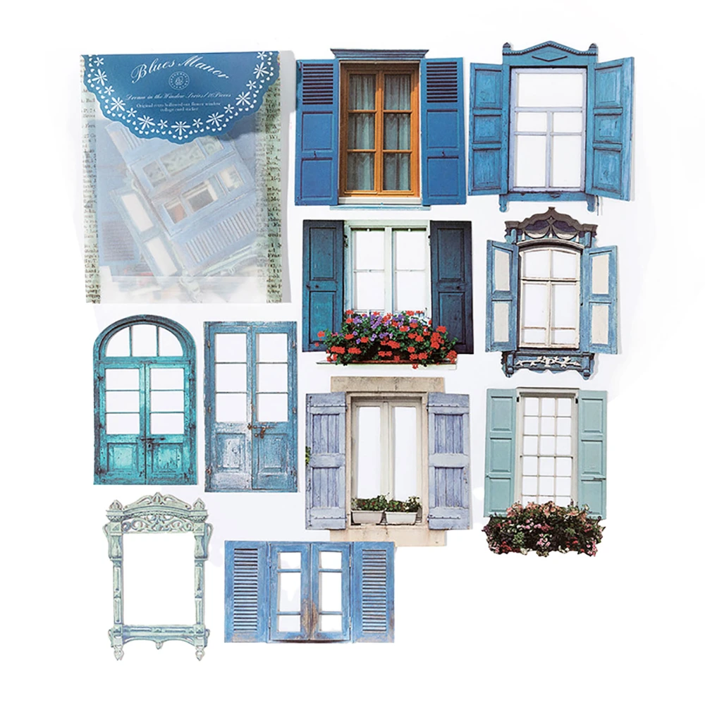 10Pcs Window Frame Stickers Hollow Out Multifunction Decorative Window Frame Collage Card Stickers for Journal Scrapbooking