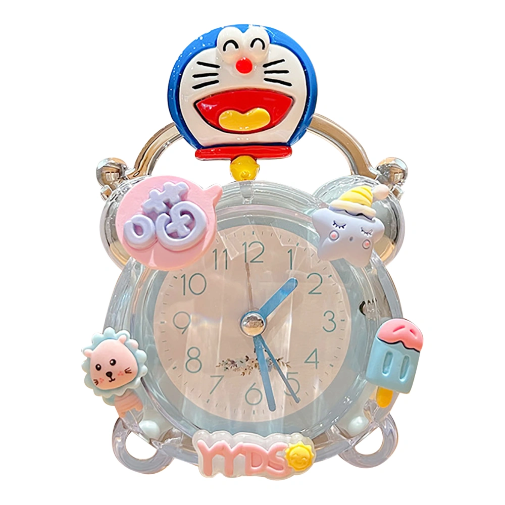 Cartoon Alarm Clock Quiet Cute Decorative Portable Kids Desk Clock for Children Bedroom Dormitory Blue Cat