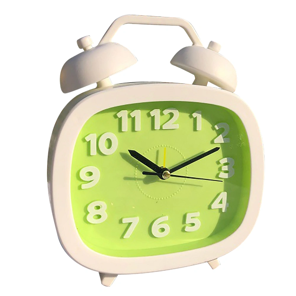 Twin Bell Loud Alarm Clock DIY Battery Powered Vertical Alarm Clock for Kids Students Bedrooms Green