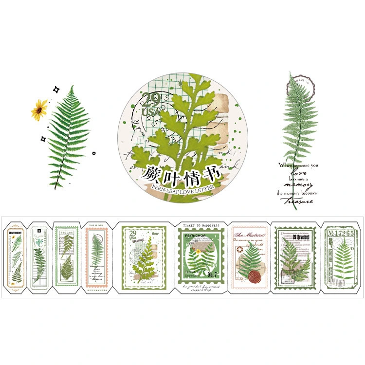 1 Roll Vintage Plant DIY Handbook Stickers Grass Leaf Decor Self Adhesive Stickers Notebook Decals DIY Stickers