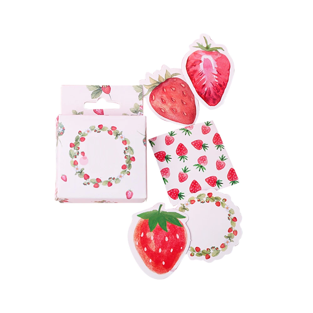 45Pcs Journal Sticker Paper Adhesive Sticker Strawberry Design Lovely Exquisite Journal Paper Decor for Home Decoration