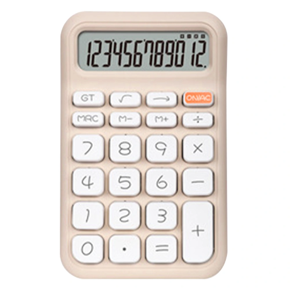 Calculator 12 Digit Handheld Pocket Calculator Note Pad Calculator for Students Office Milk Tea Color