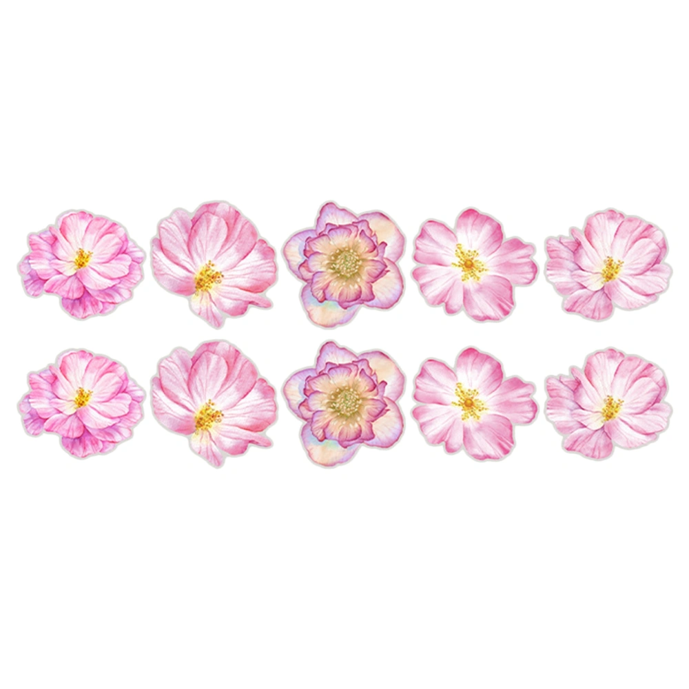 10 Sheets Rose Stickers Set Vibrant Colors Flower Stickers Strong Adhesive Floral Decals for Journaling Scrapbooking