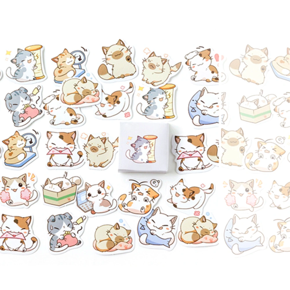 45pcs Cute Cat Stickers Set Strong Adhesive Decorative Cat Stickers Decals Kawaii Animal Stickers for Scrapbooking DIY Crafts