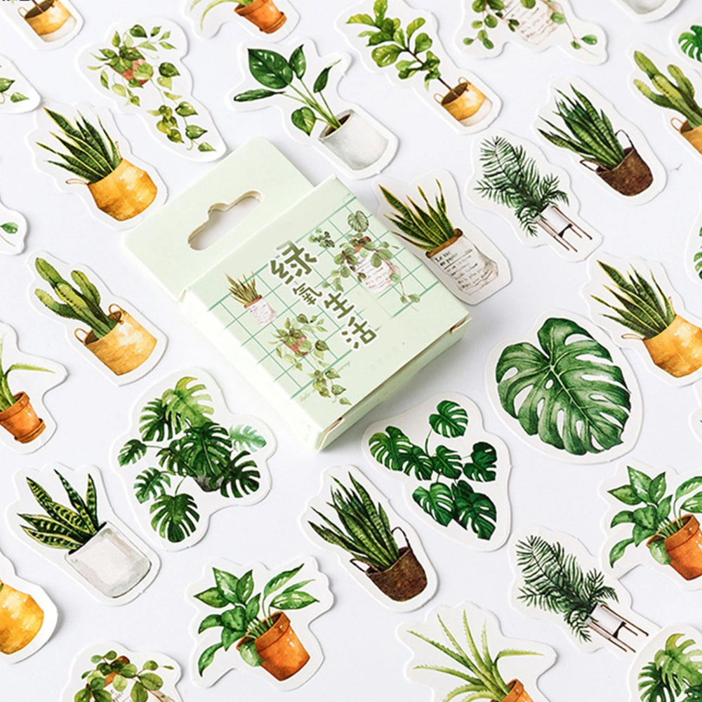 45pcs Green Plants Stickers Set Assorted Decorative Plants Stickers Decals Strong Adhesive Botanical Stickers for Photo Albums