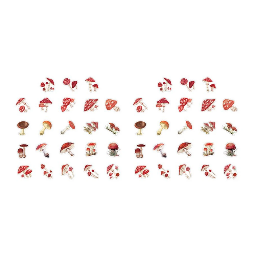 46 Sheets Mushroom Stickers Set Strong Adhesive Decorative Mushroom Stickers Decals for Scrapbooking Photo Album