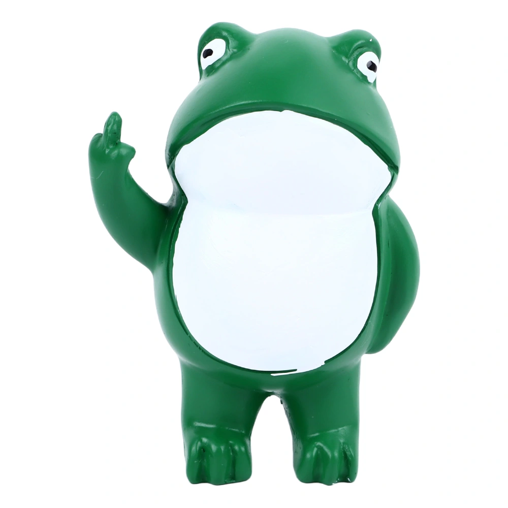 Frog Figurine Rebellious Funny Middle Finger Frog Statue Safe Resin Exquisite Frog Ornament for Home Garden Courtyard