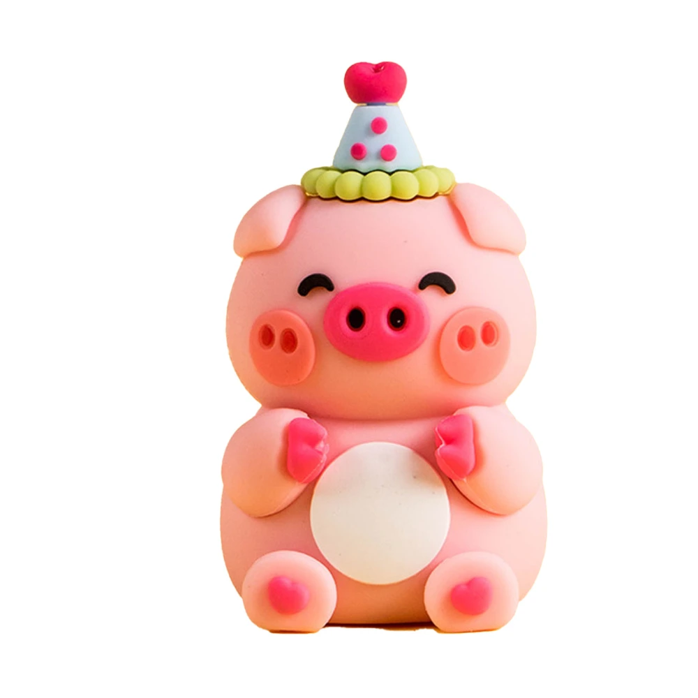 Cartoon Animal Figurine Decorative Cute Soft Plastic Animal Ornament for Birthday Party Desktop Pig