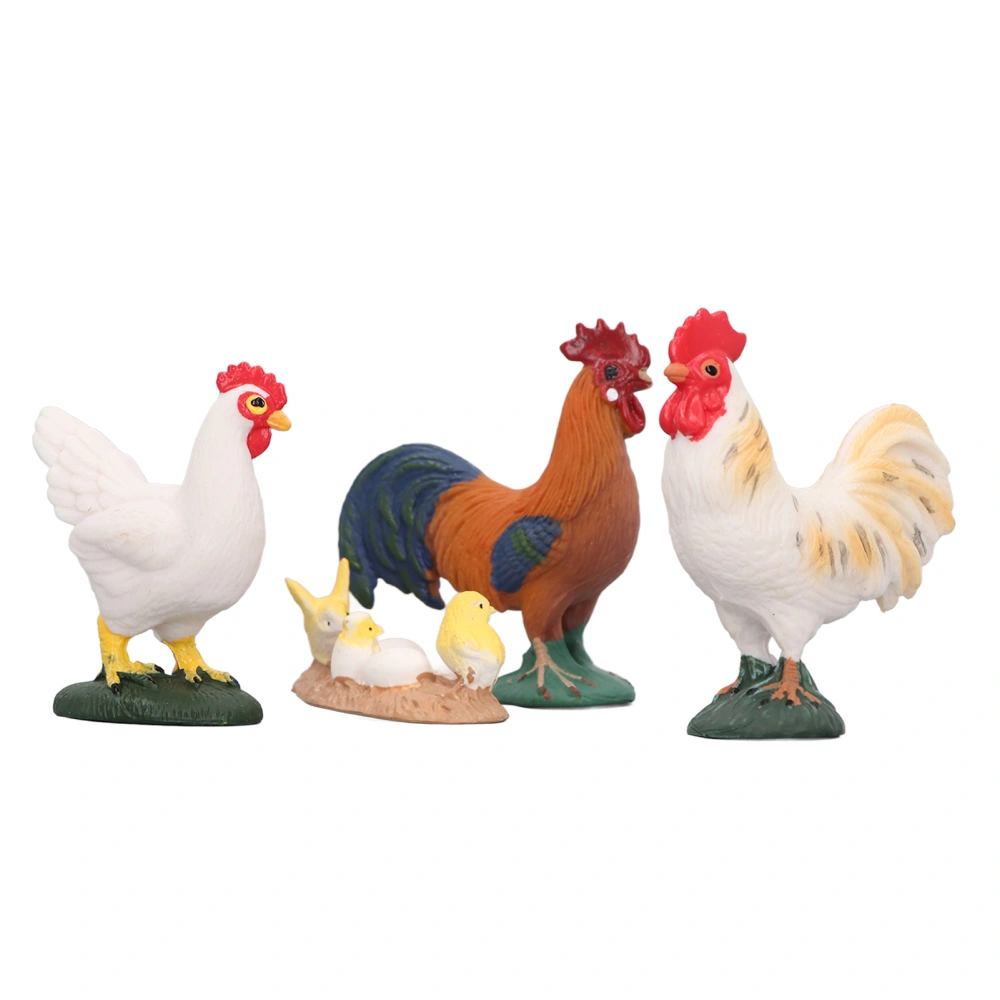 4pcs Simulated Farm Chicken Figurines Set Rooster Hen Chicks Decoration Farm Animals Figurines for Easter Party