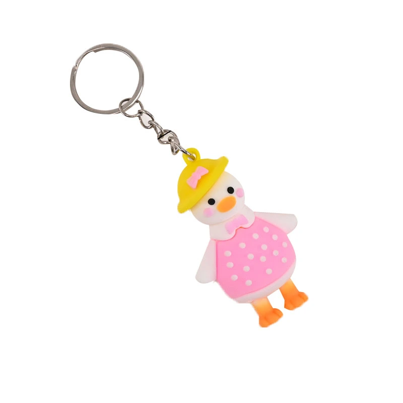 Duck Keychain Soft Cute Compact Lightweight Decorative Cartoon Keyring Pendant for Purse Backpack Handbag Type 1