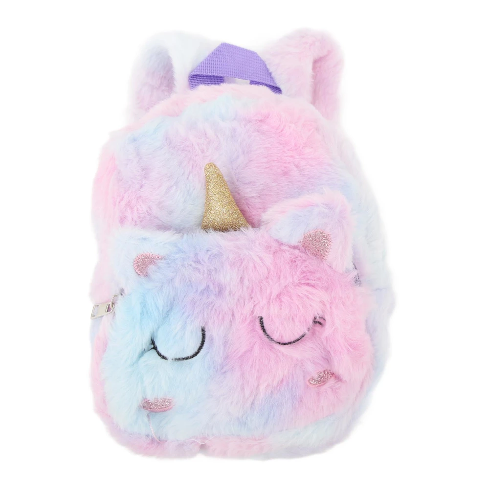 Cute Cartoon Backpack Soft Plush Toy Backpack Compact Schoolbag with Adjustable Strap for Girls Kids Toddlers Purple S