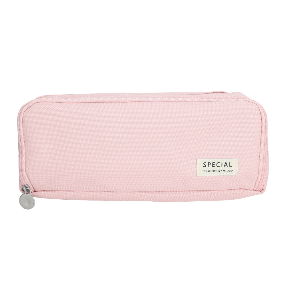 Pencil Case Multipurpose Large Capacity Pencil Bag Portable Canvas Pencil Pouch for School Office Library Pink