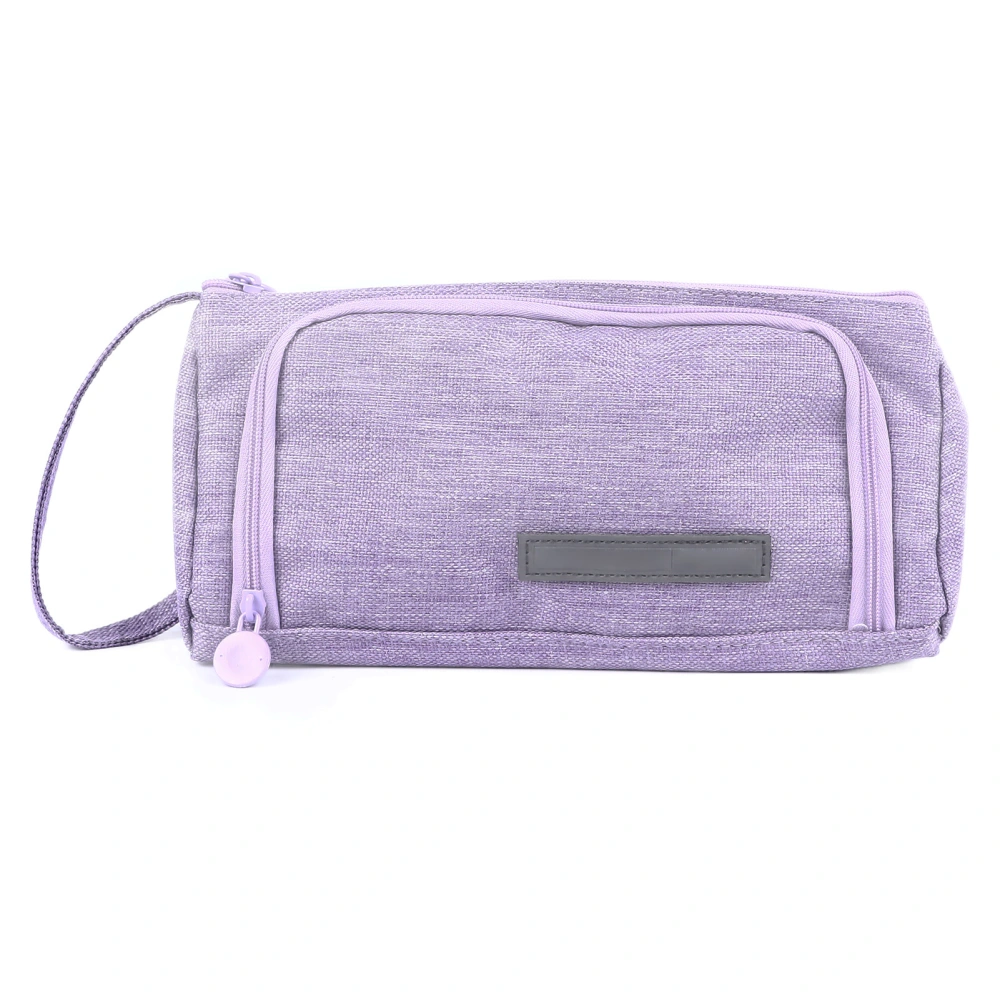 Canvas Pencil Case Large Capacity Multi Functional Waterproof Cute Pencil Pouch Box Purple