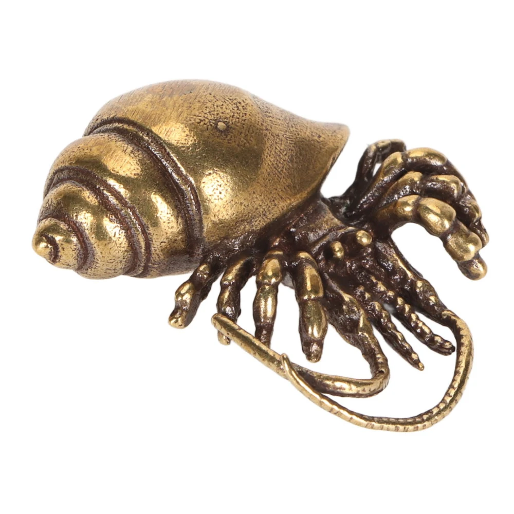 Brass Hermit Crab Staute Compact Flat Bottom Tea Pet Hermit Crab Desktop Decor for Office