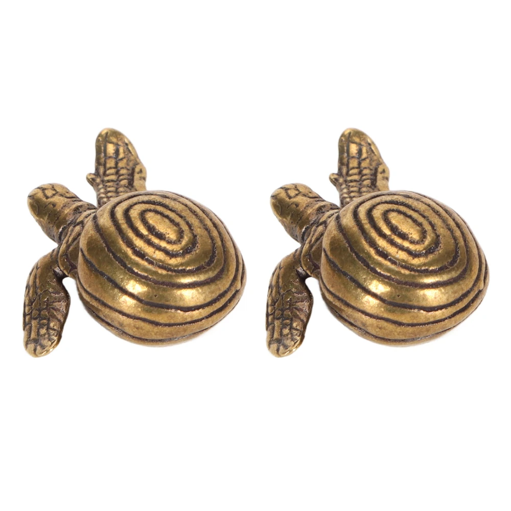 2pcs Tortoise Ornament Antique Brass Tortoise Sculpture Cute Exquisite Decorative Tortoise Figurine for Office Car Desktop