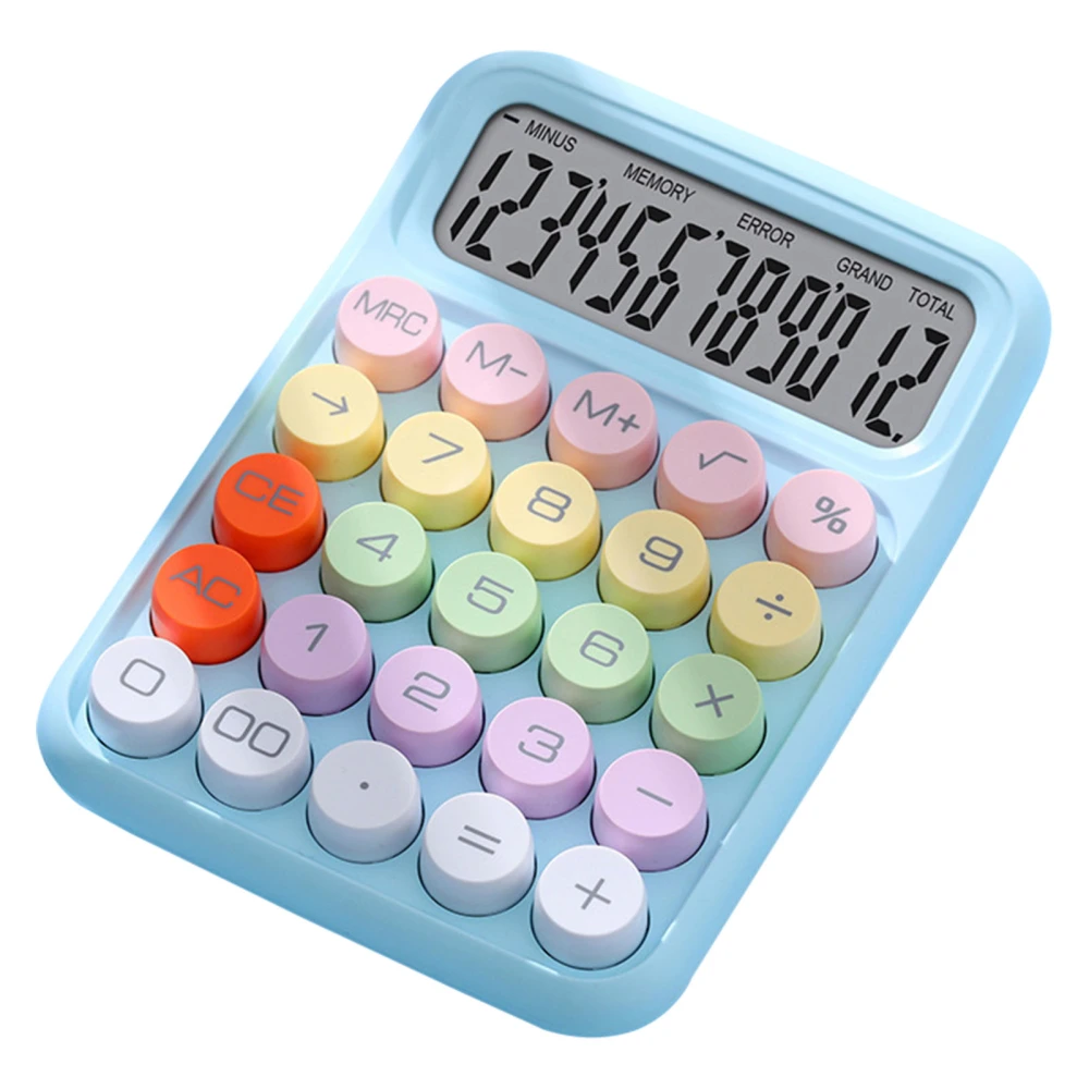 Colorful Calculator Mechanical Keyboard Calculator Electronic Desktop Calculator for Home School Office Sky Blue