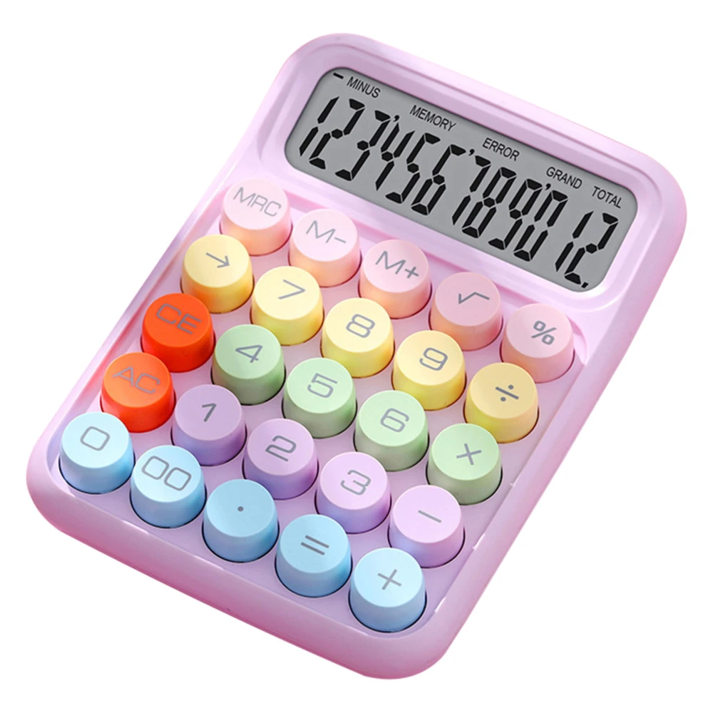 Colorful Calculator Mechanical Keyboard Calculator Electronic Desktop Calculator for Home School Office Lilac