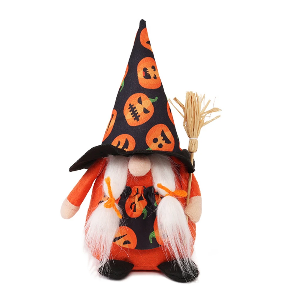 Faceless Doll Plush Bright Colors Durable Soft Silk Cloth Stable Bring Good Luck Stuffed Doll for Halloween Party Home Besom 7.9x3.9in