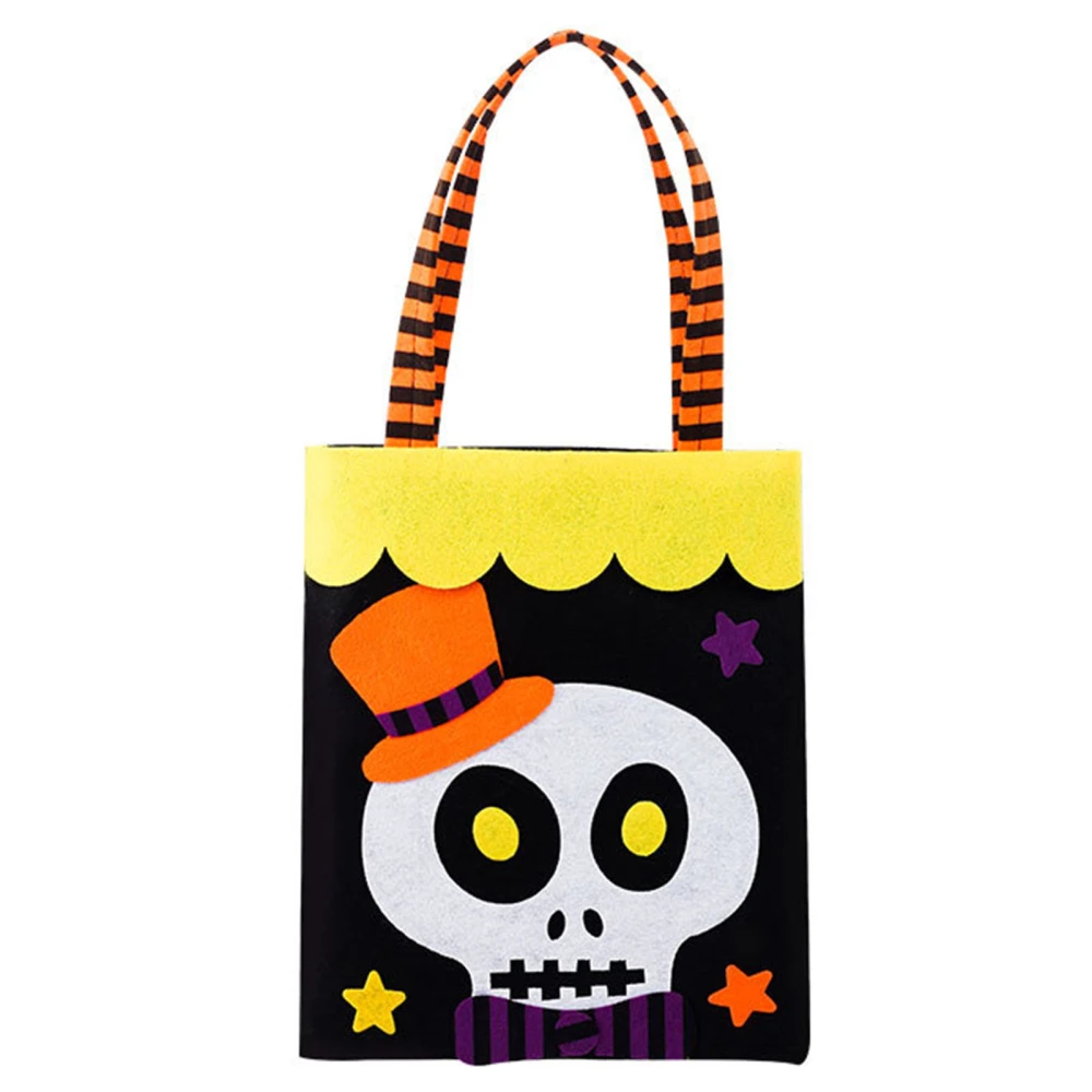 Halloween Candy Bag 9.8in High 8.1in Wide Nonwovens 22lb Load Bearing Halloween Party Bag for Decoration Holiday School Skeleton