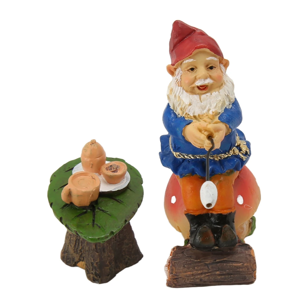 2pcs Garden Gnomes Good Luck Waterproof Sunproof Resin Miniature Gnome Figurines Gnomes Lawn Ornaments for Patio Yard