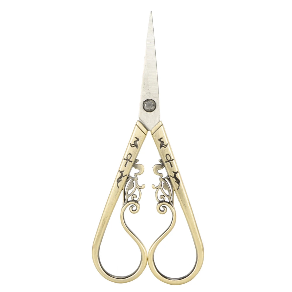 Embroidery Sewing Scissor Vintage DIY Stainless Steel Paper Fabric Cutting Scissor for Household Daily Use Cyan