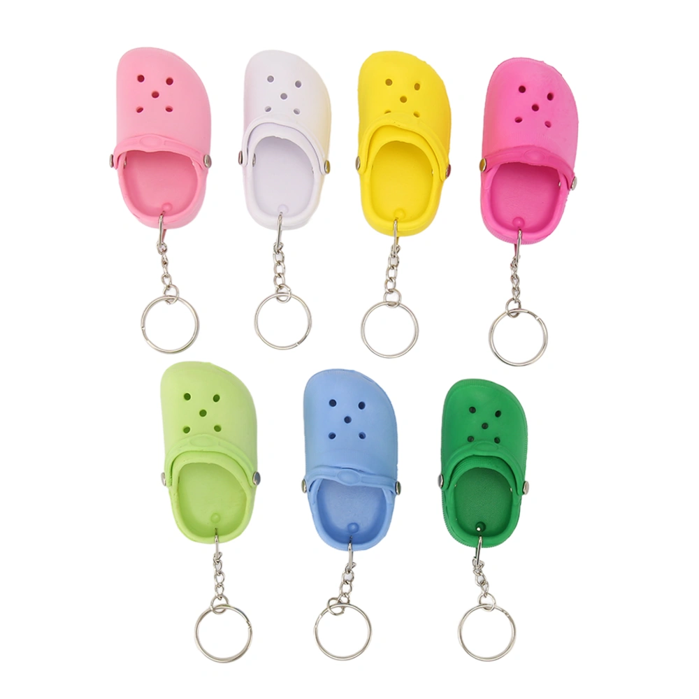 7pcs Silicone Slipper Key Chains Cute Soft Hole Sandals Key Ring Shoe Keychains Pendant Decoration for Backpacks Cars