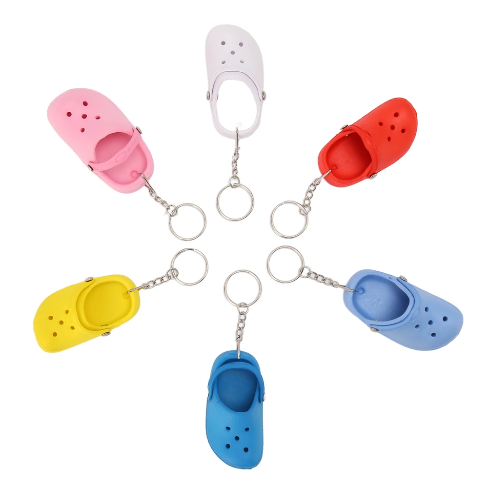 6Pcs Slipper Keychain Assorted Colors Soft Flexible Silicone Portable Hole Shoes Keychain for Bag Backpack Clothes