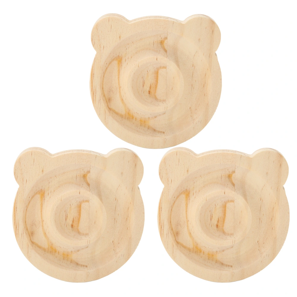 Wooden Bracelet Display Tray Decorative Bear Shape Desktop Jewelry Holder Plate for Rings Earrings 3pcs