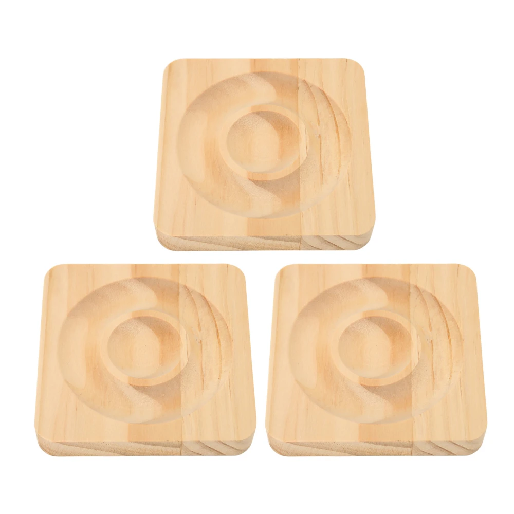 Wooden Bracelet Tray Bead Square Display Stand Jewelry Organizer Plate for Rings Earrings Watches 3pcs