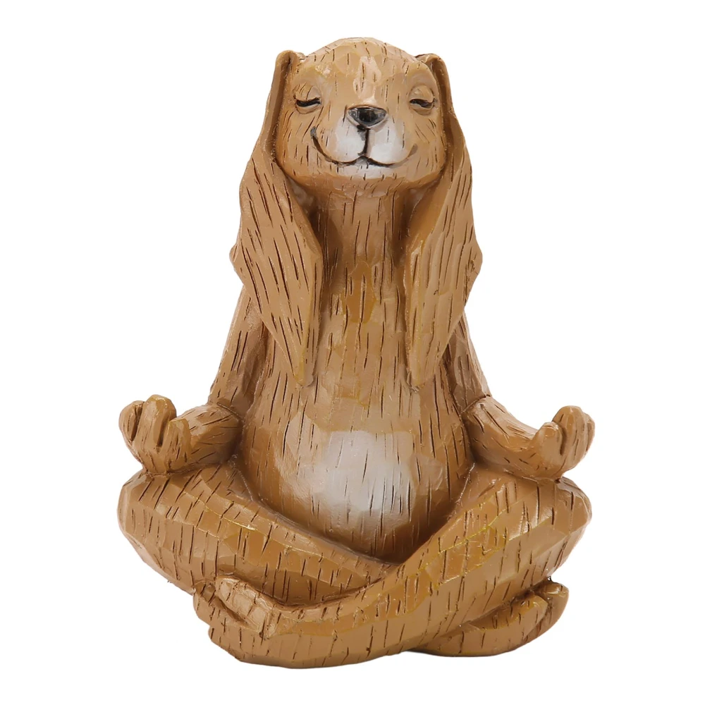 Meditating Rabbit Sculpture Resin Cute Animal Shape Yoga Gesture Rabbit Statue for Living Room Office Garden