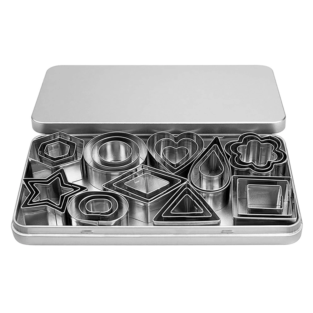 30Pcs Metal Cookie Cutters Various Shapes Stainless Steel Box Packed Metal Biscuit Cutters for DIY Cake Chocolate Baking