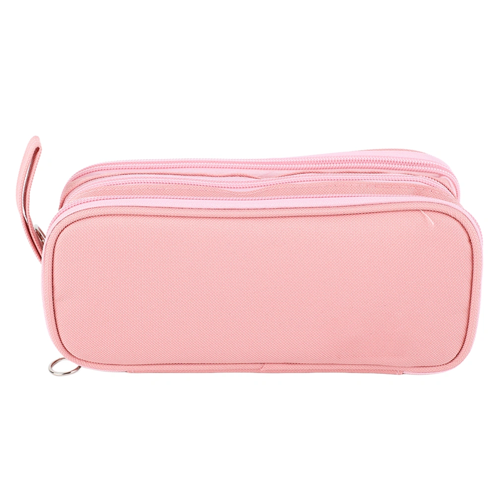 Large Capacity Pencil Bag Multipurpose Canvas Pencil Case Portable Zipper Pencil Bag for Students School Travel Pink