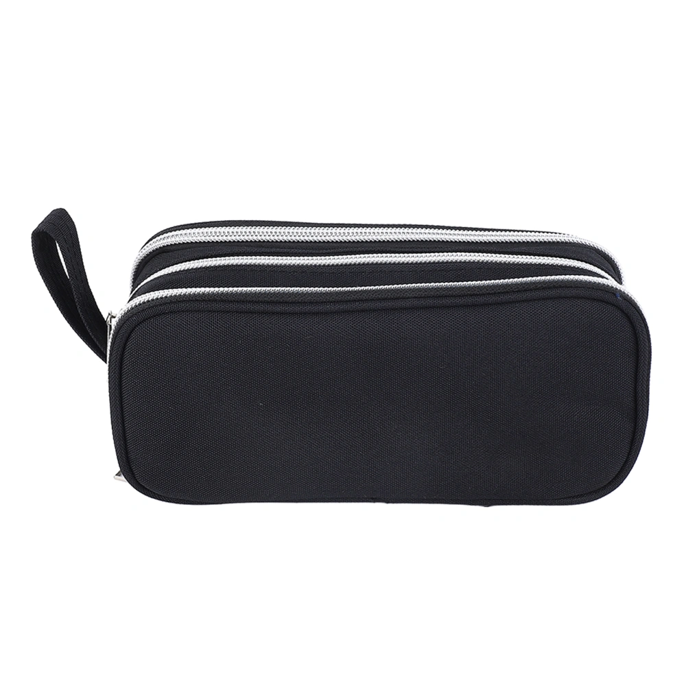 Large Capacity Pencil Bag Multipurpose Canvas Pencil Case Portable Zipper Pencil Bag for Students School Travel Black