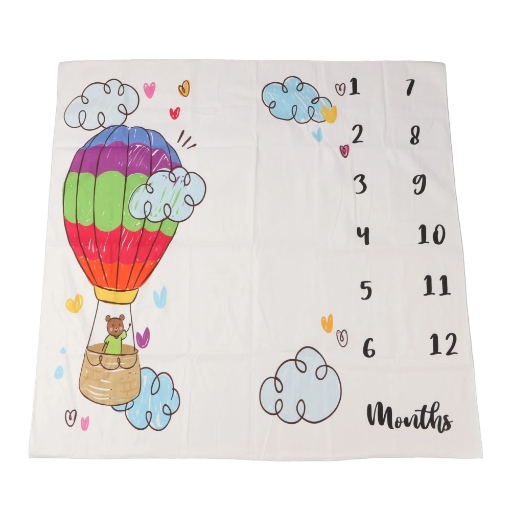 Baby Month Blanket Innovative Decorative Hot Air Balloon Pattern Digital Printed Newborn Monthly Milestone Blanket