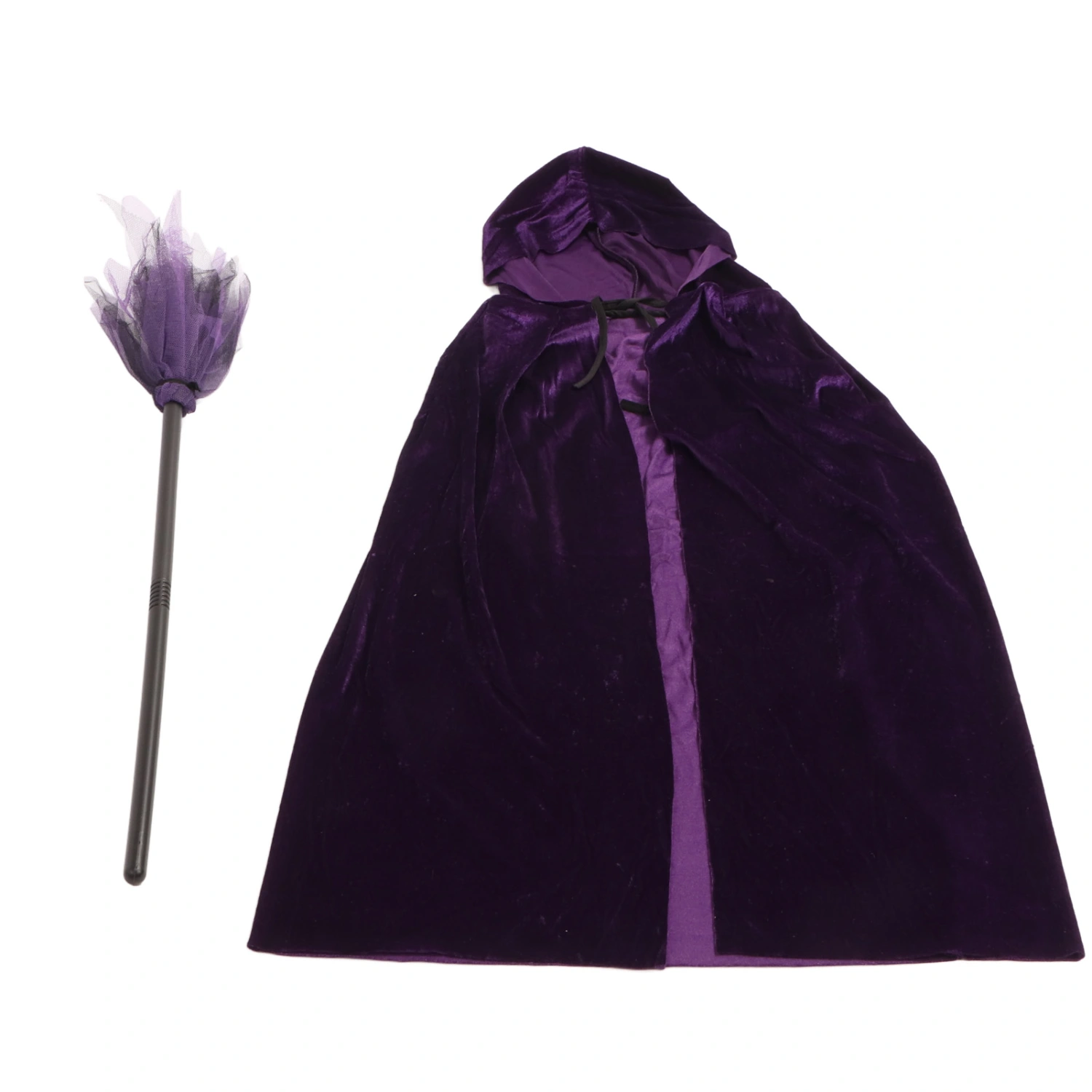 Purple Wizard Hooded Cloak Soft Comfortable Hooded Velvet Cape Wizard Broom Halloween Costumes for Cosplay
